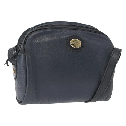 Christian Dior Vintage CD Logo Leather, Navy, Leather, Shoulder Bag