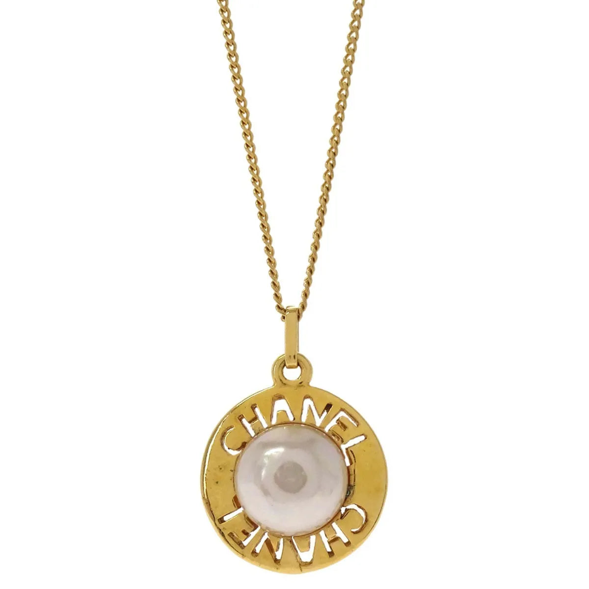 Chanel CC Chain Metal with Faux Pearls, Gold, Gold Plated, Necklace