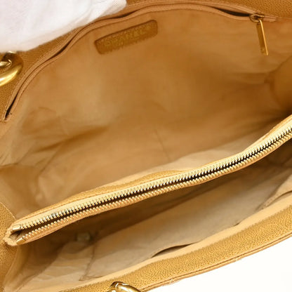 Chanel Grand Shopping Tote Quilted Caviar, Beige, Calfskin, Tote Bag