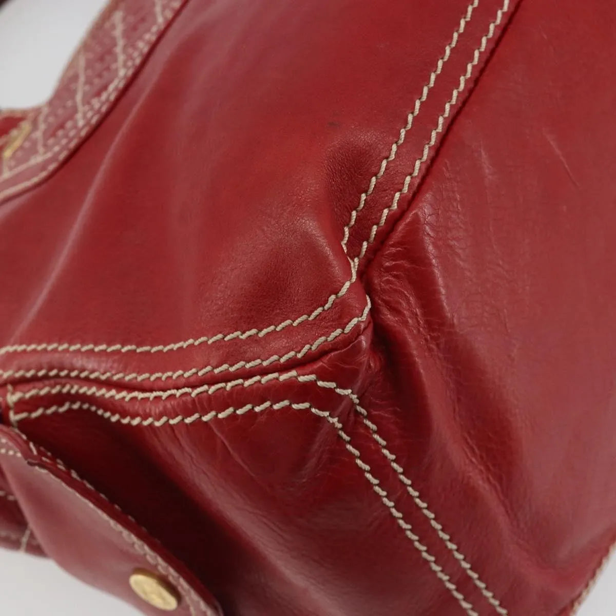 Celine Boogie Satchel Leather, Red, Leather, Handbag