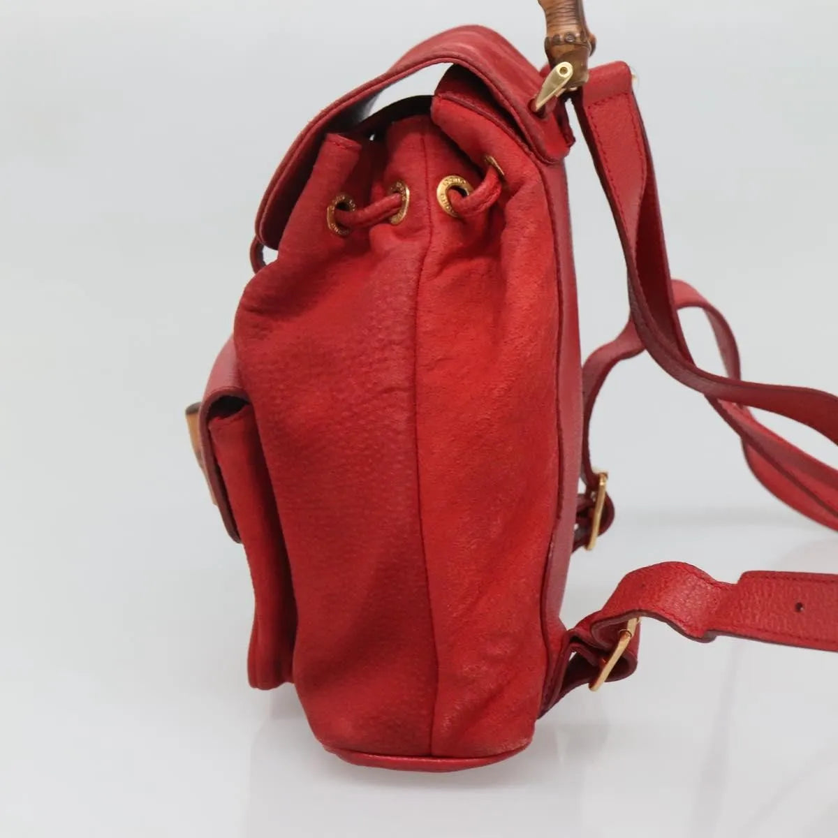 Gucci Vintage Bamboo Suede, Red, Suede, Backpack