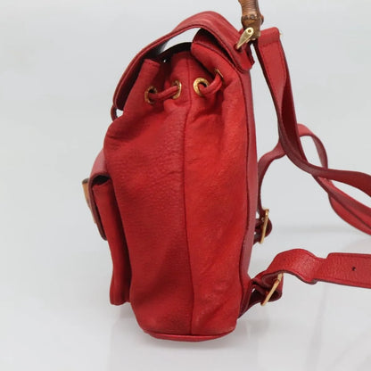 Gucci Vintage Bamboo Suede, Red, Suede, Backpack