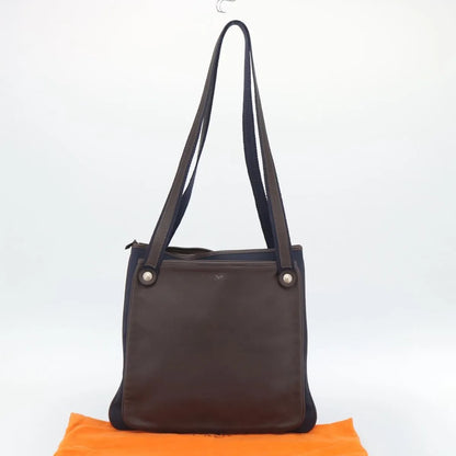 Hermes Mrs. Hippie Leather and Toile, Navy, Leather, Shoulder Bag