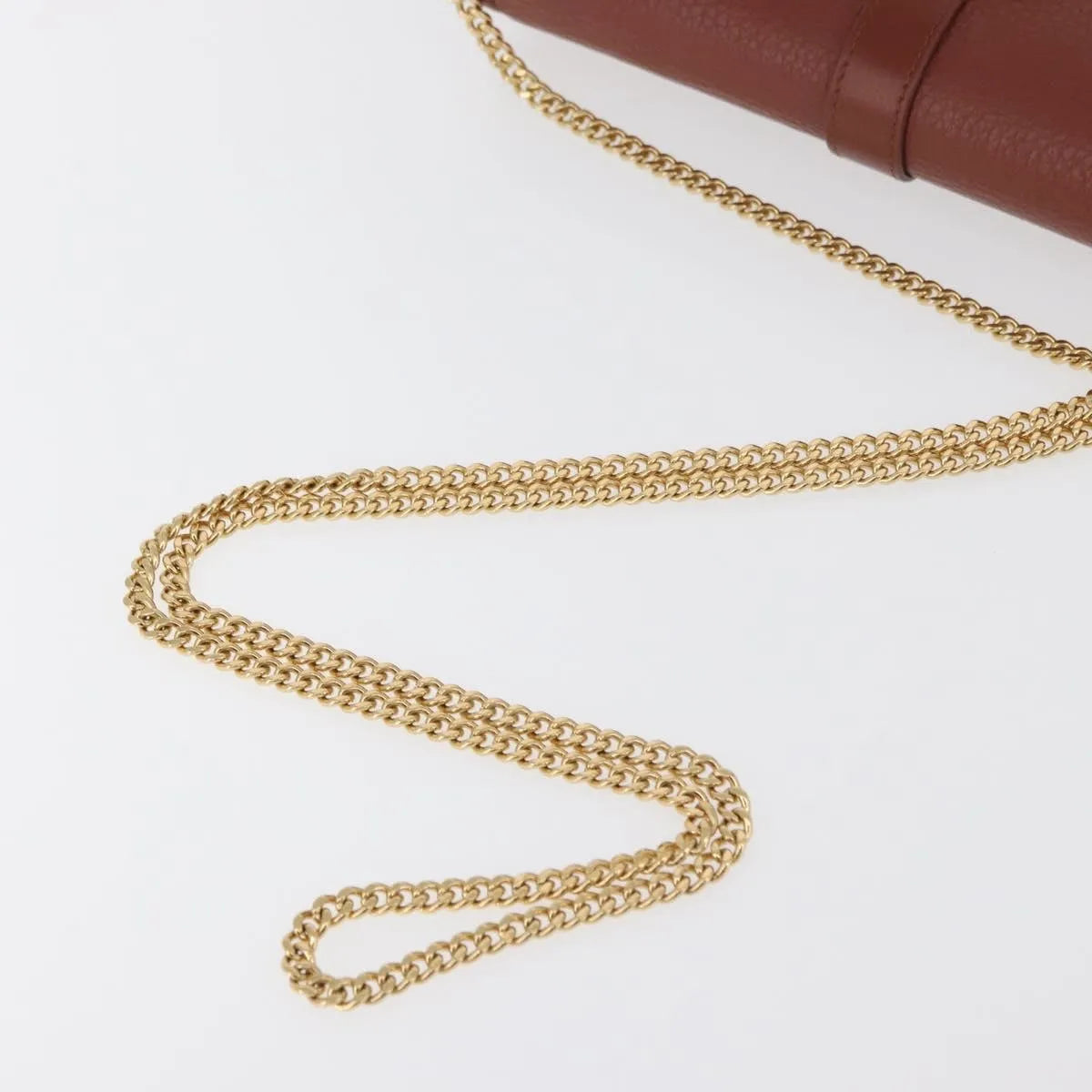 Chloe Aby Chain Leather, Brown, Leather, Shoulder Bag
