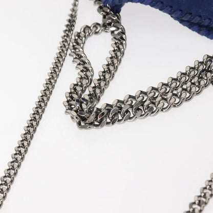 Stella McCartney Falabella Fold Over Shaggy Deer, Blue, Polyester, Shoulder Bag