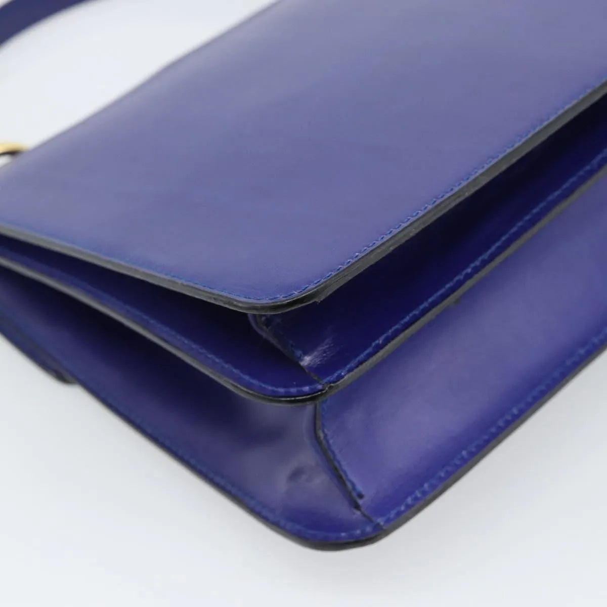 Celine Vintage Carriage Top Handle Leather, Blue, Leather, Handbag