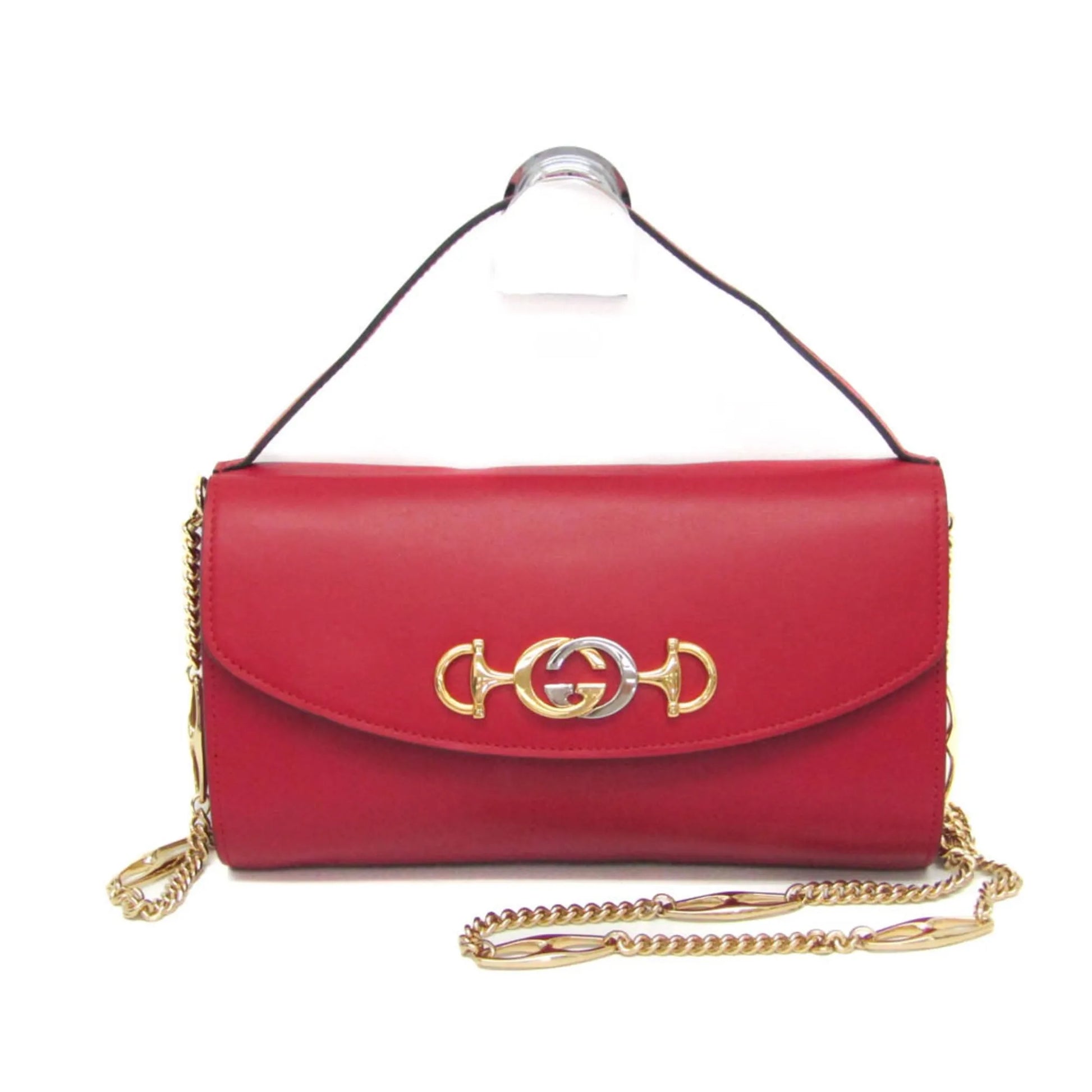Gucci Zumi Leather, Red, Leather, Shoulder Bag