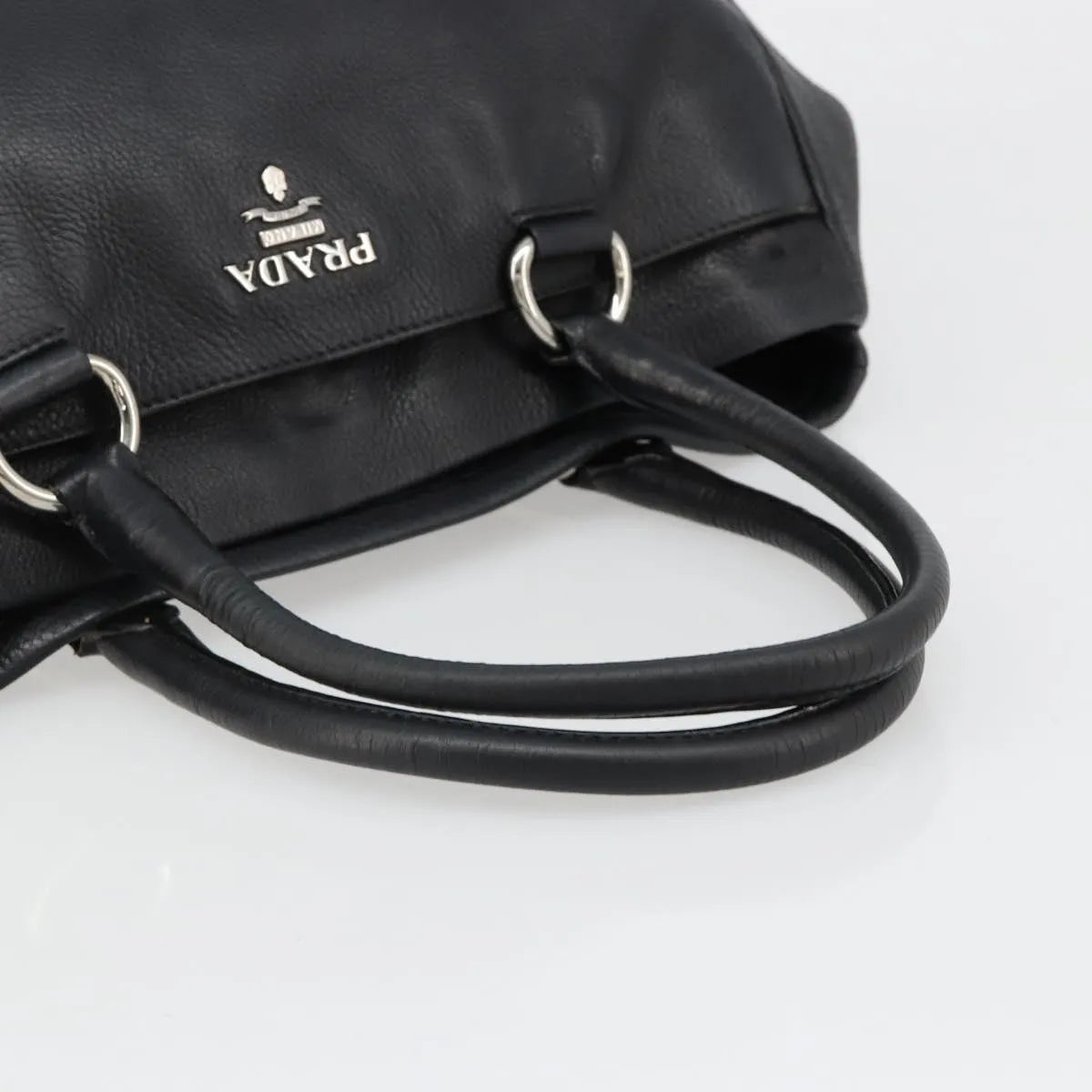 Prada Top Handle Tote Leather, Black, Leather, Tote Bag