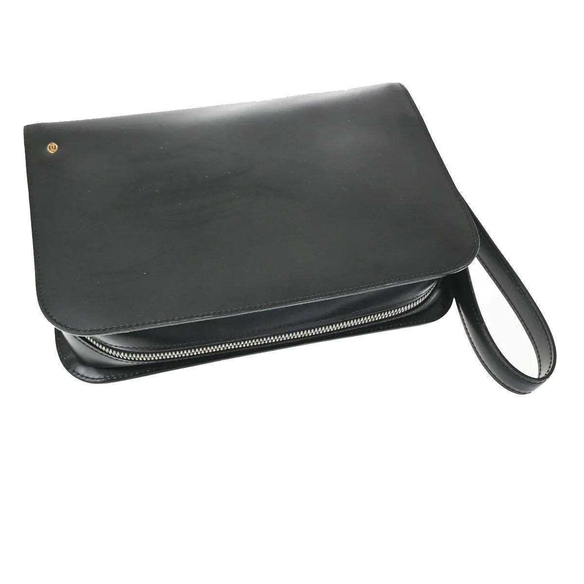 Cartier Pouch with a handle Box Calf, Black, Leather, Clutch