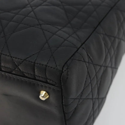 Christian Dior Vintage Lady Dior Cannage Quilt Lambskin, Black, Leather, Handbag