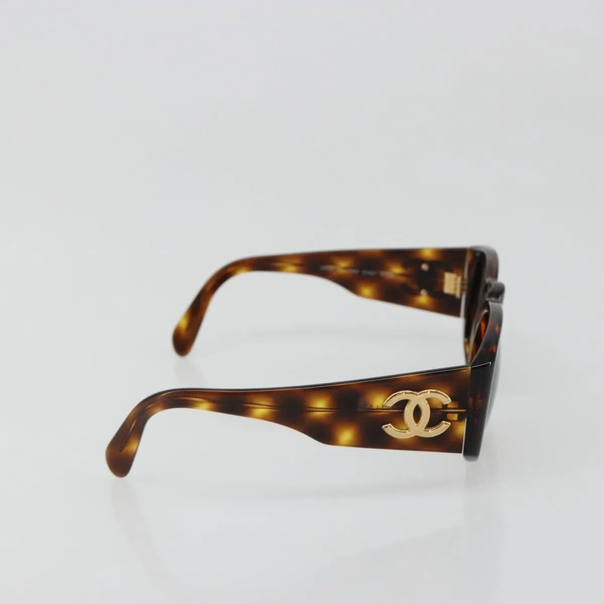 Chanel Coco mark barette Gold plated, Brown, Plastic, Sunglasses