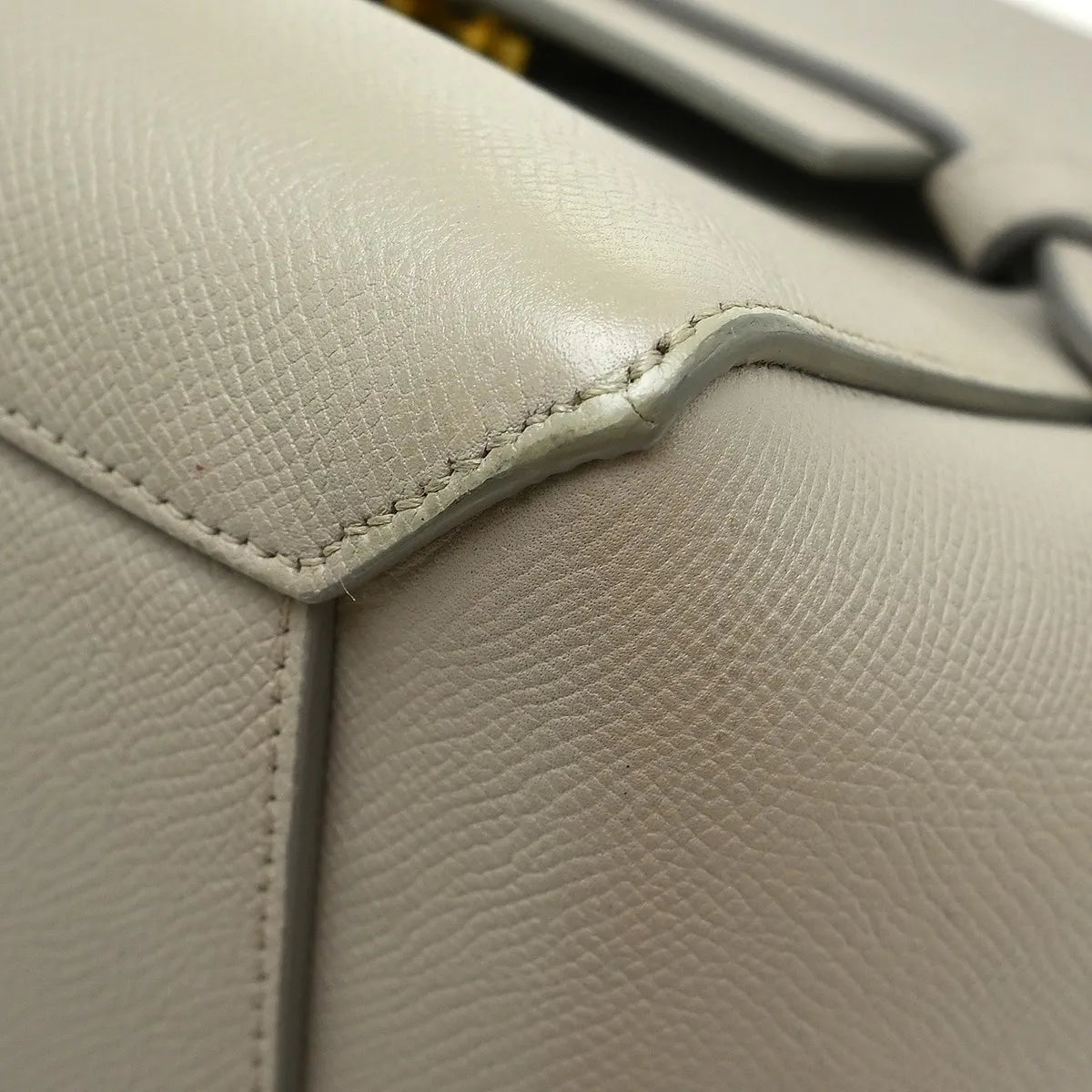Celine Belt Textured Leather, Gray, Leather, Handbag