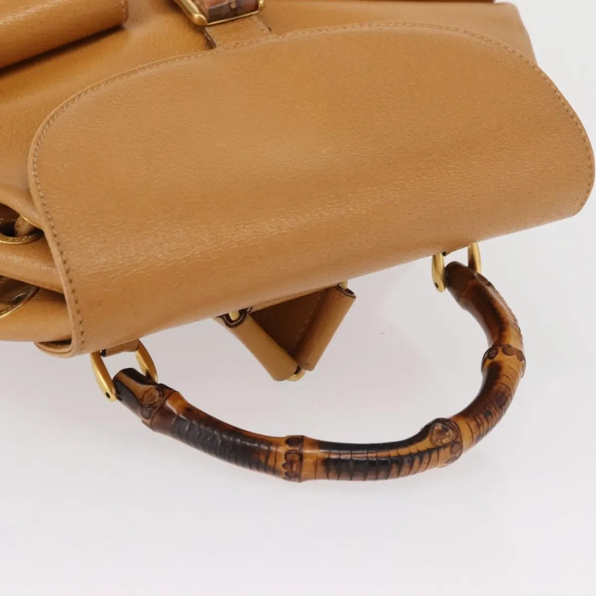 Gucci Vintage Bamboo Leather, Brown, Leather, Backpack