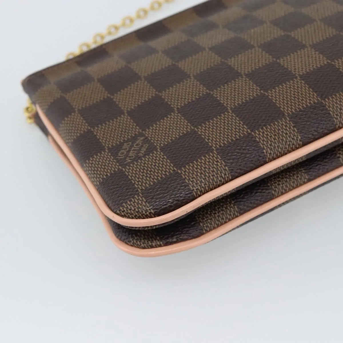 Louis Vuitton Double Zip Pochette Damier, Brown, Canvas, Clutch