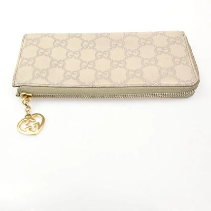 Gucci Interlocking G Zip Around Wallet (Outlet) Leather, Beige, Leather, Wallet