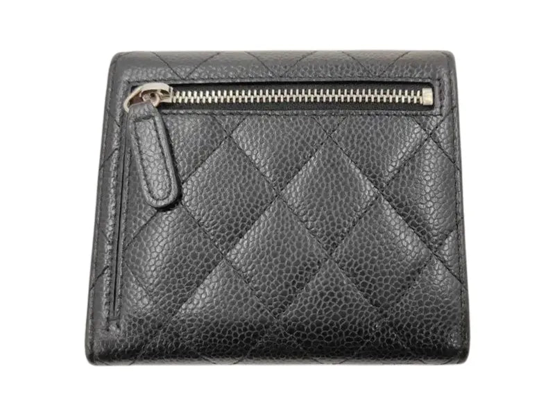 Chanel Classic Flap Card Case Quilted Caviar, Black, Leather, Wallet
