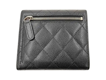 Chanel Classic Flap Card Case Quilted Caviar, Black, Leather, Wallet