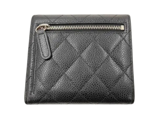 Chanel Classic Flap Card Case Quilted Caviar, Black, Leather, Wallet