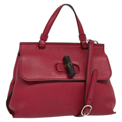 Gucci Bamboo Daily Top Handle Leather, Pink, Leather, Shoulder Bag
