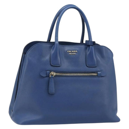 Prada Cuir Promenade Front Zip Tote Leather, Blue, Leather, Handbag