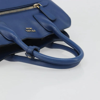 Prada Cuir Promenade Front Zip Tote Leather, Blue, Leather, Handbag