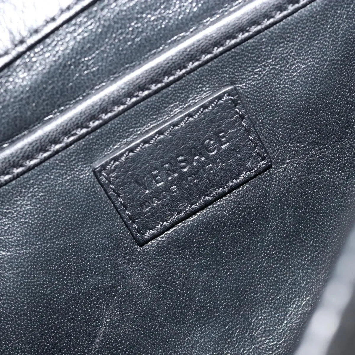 Versace Medusa Flap Chain Leather, Black, Leather, Shoulder Bag