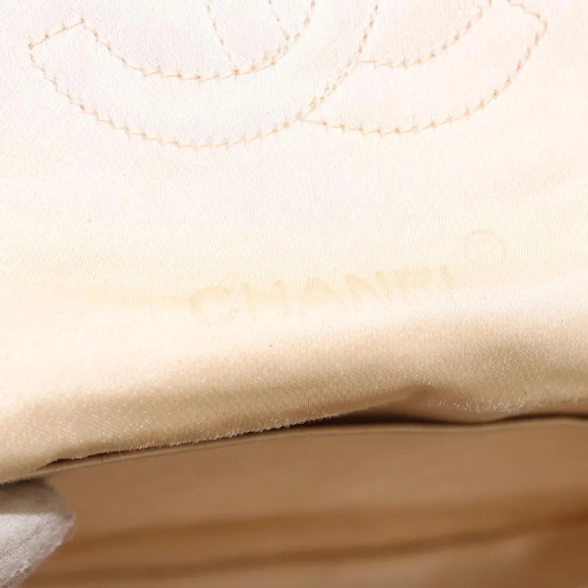 Chanel Vintage Round Flap Satin, Beige, Satin, Shoulder Bag