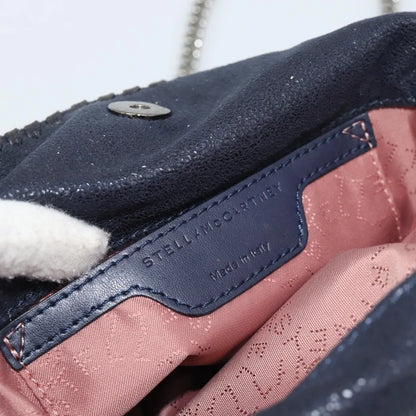 Stella McCartney Falabella Fold Over Faux Leather, Navy, Polyester, Shoulder Bag