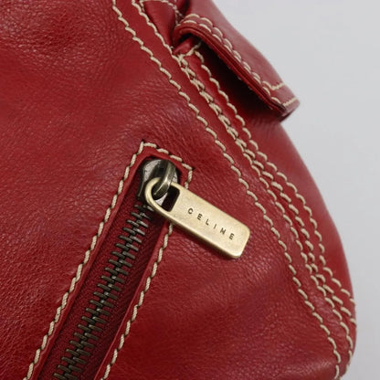 Celine Boogie Satchel Leather, Red, Leather, Handbag