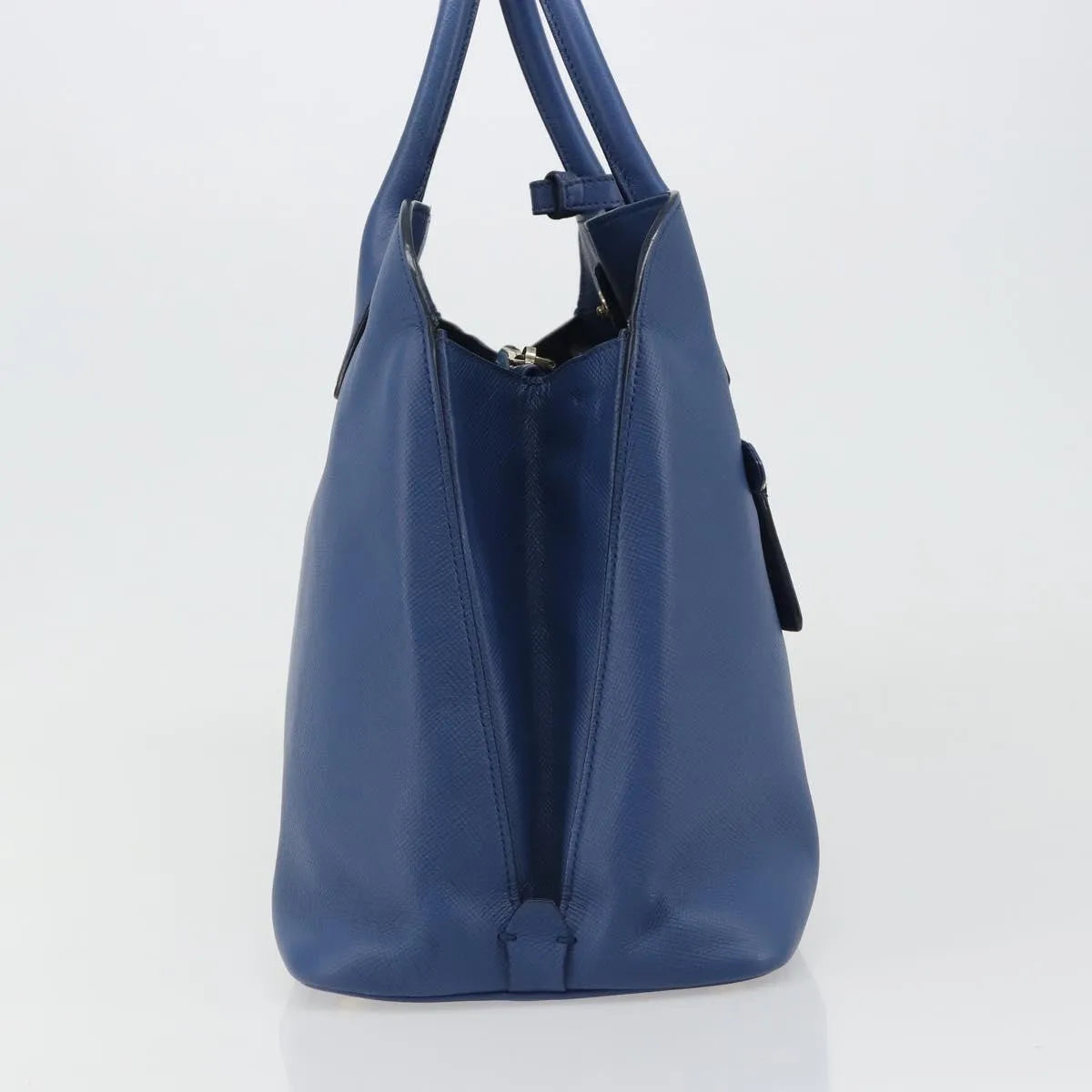 Prada Cuir Promenade Front Zip Tote Leather, Blue, Leather, Handbag