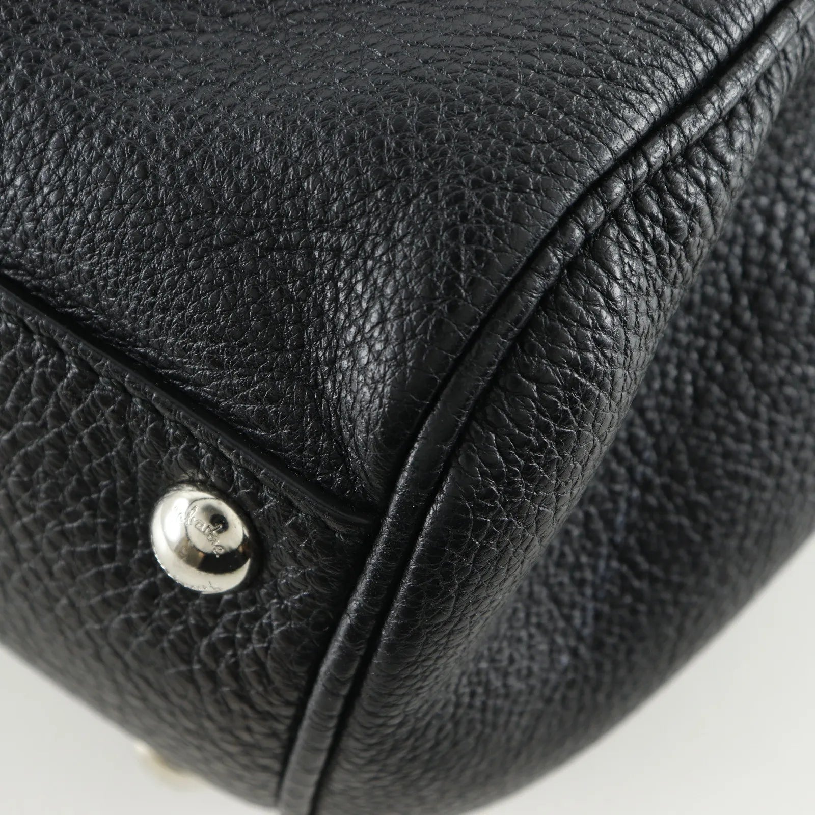 Salvatore Ferragamo Gancini Satchel Leather, Black, Leather, Shoulder Bag