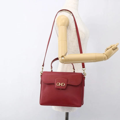 Salvatore Ferragamo Gancini Leather, Red, Leather, Handbag
