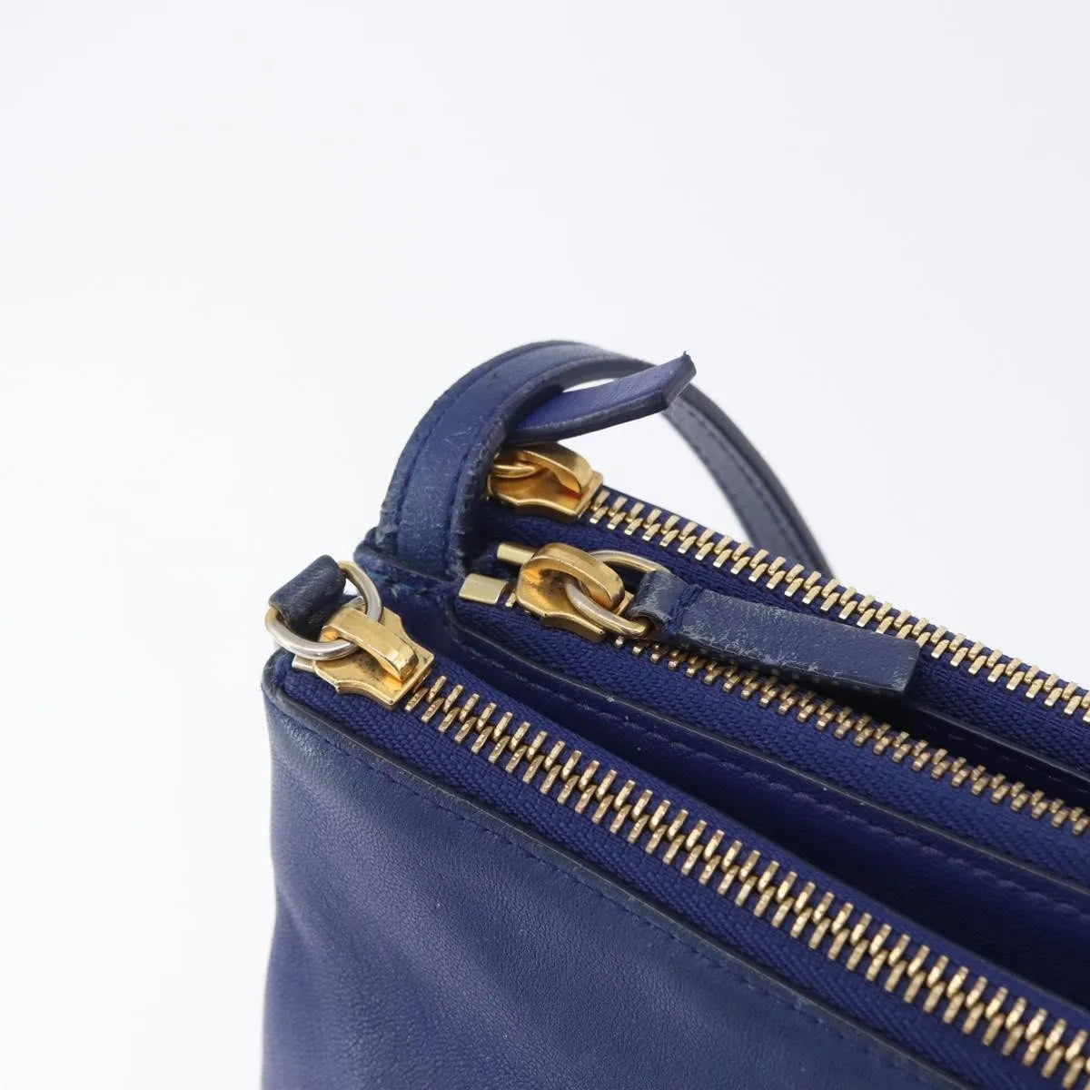 Celine Trio Leather, Blue, Leather, Shoulder Bag
