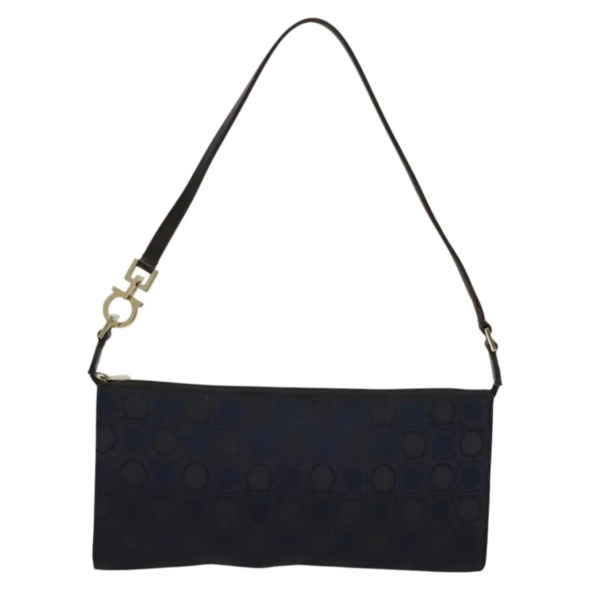 Salvatore Ferragamo Gancini Canvas, Navy, Canvas, Handbag