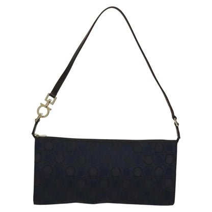 Salvatore Ferragamo Gancini Canvas, Navy, Canvas, Handbag