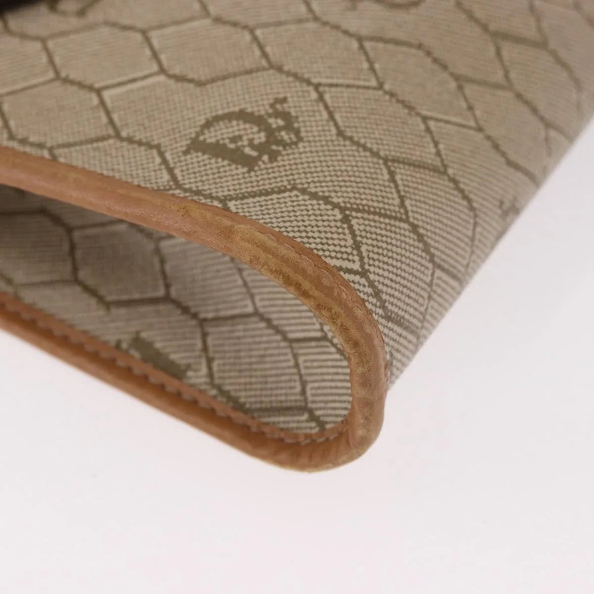 Christian Dior Vintage Honeycomb chain Canvas, Beige, Canvas, Shoulder Bag