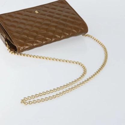 Bally Vintage Chain Quilted Patent leather, Brown, Patent Leather, Shoulder Bag