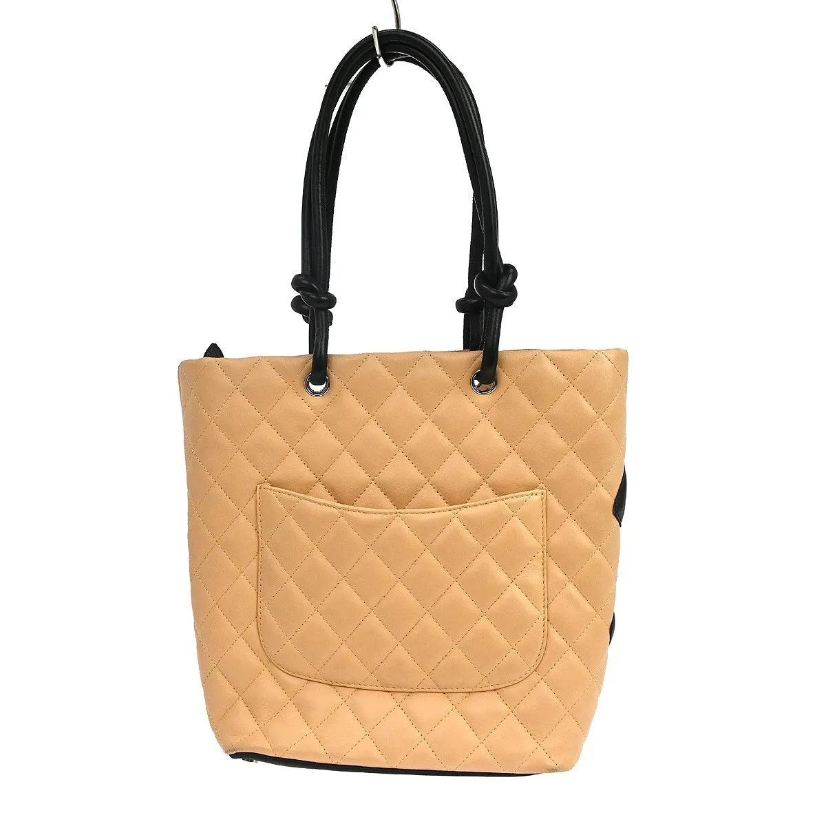 Chanel Cambon Tote Quilted Leather, Beige, Leather, Tote Bag