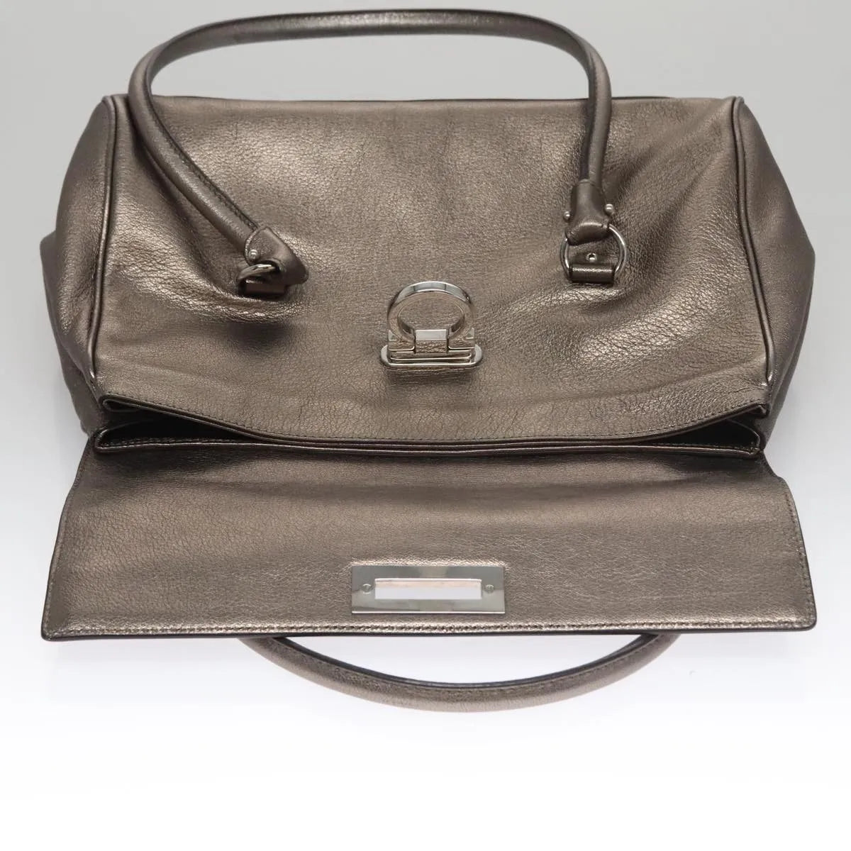 Salvatore Ferragamo Sofia Satchel Leather, Silver, Leather, Handbag