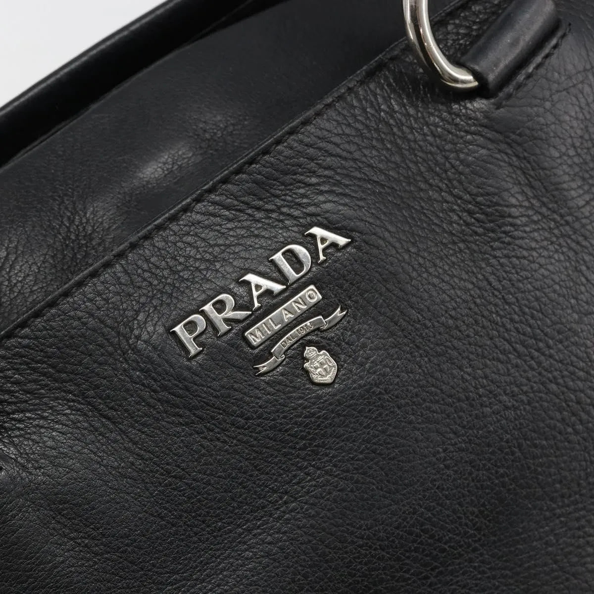 Prada Top Handle Tote Leather, Black, Leather, Tote Bag