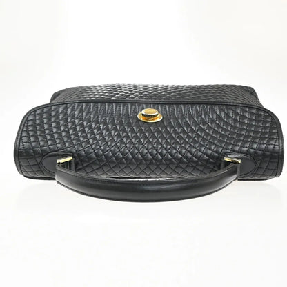 Bally Vintage Quilted Leather, Black, Leather, Handbag