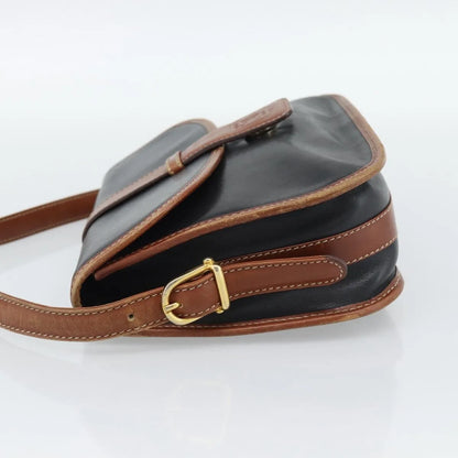 Celine Flap Shoulder Leather, Black, Leather, Shoulder Bag