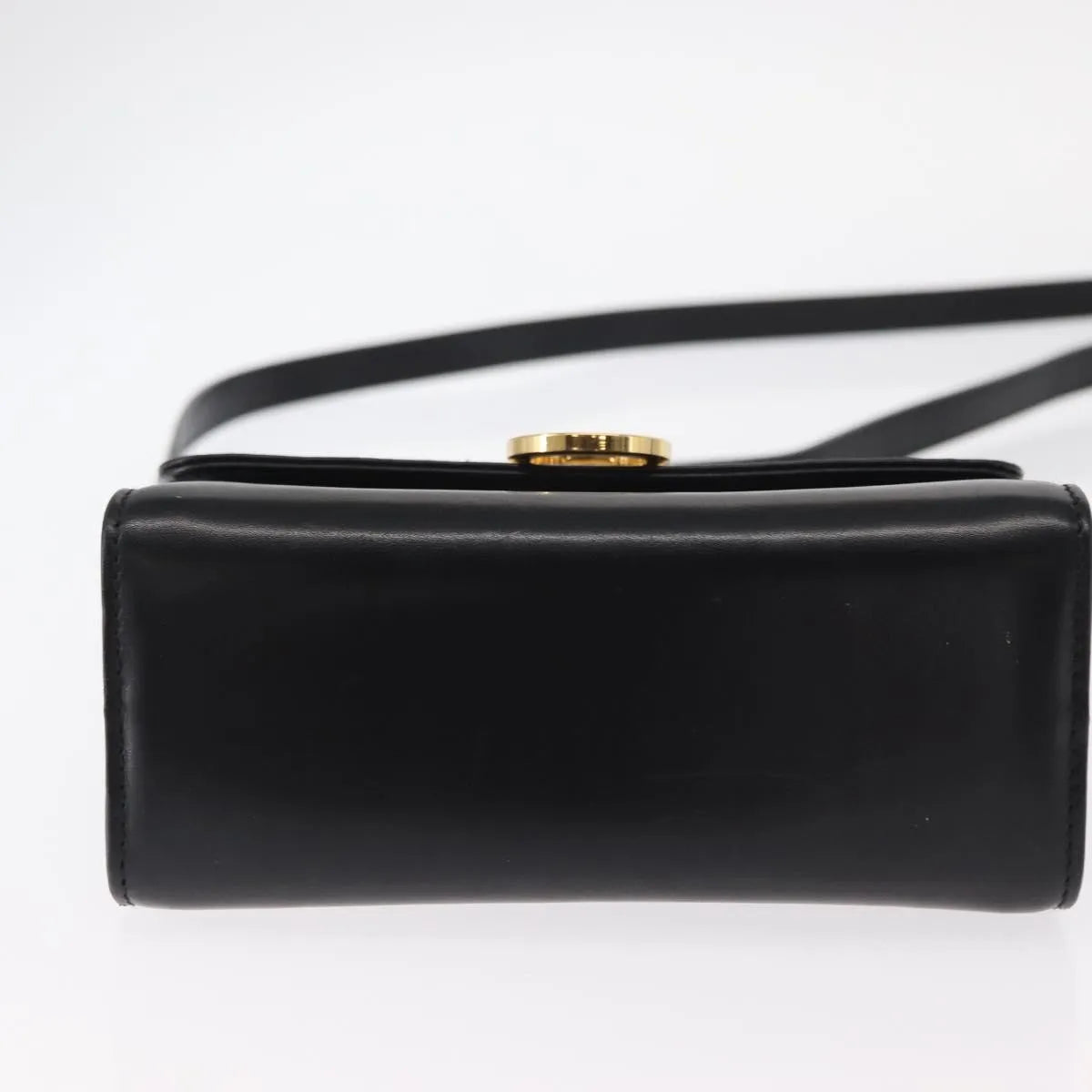 Salvatore Ferragamo Gancini Flap Leather, Black, Leather, Shoulder Bag