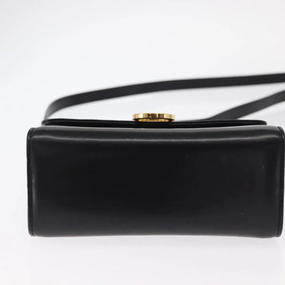 Salvatore Ferragamo Gancini Flap Leather, Black, Leather, Shoulder Bag