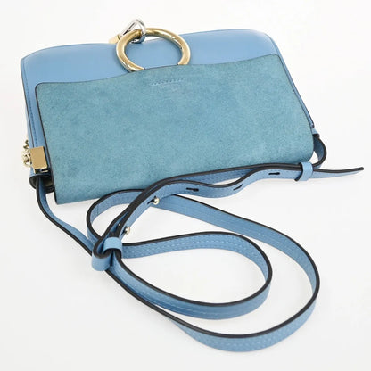 Chloe Faye Leather and Suede, Blue, Leather, Shoulder Bag