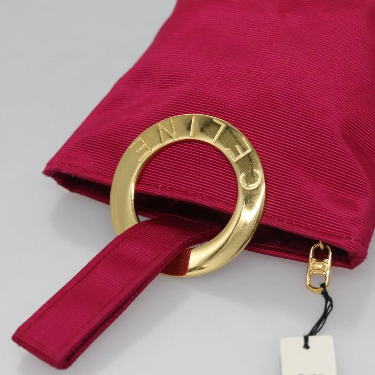 Celine Circle Logo Nylon, Pink, Nylon, Clutch