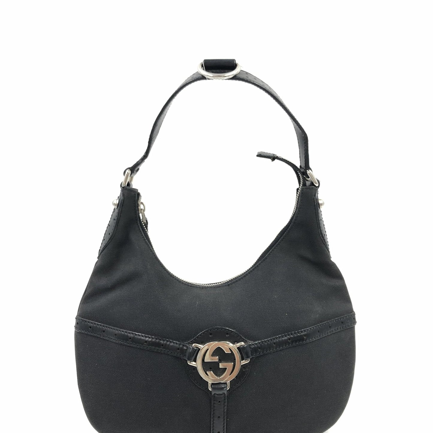 Gucci Reins Web Hobo Canvas, Black, Canvas, Handbag