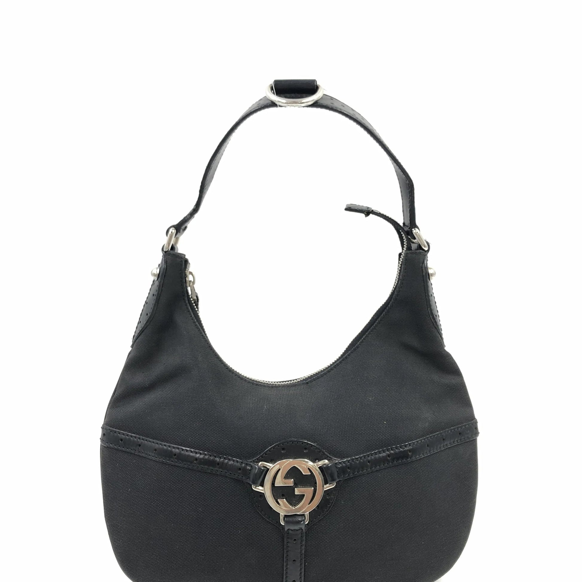 Gucci Reins Web Hobo Canvas, Black, Canvas, Handbag