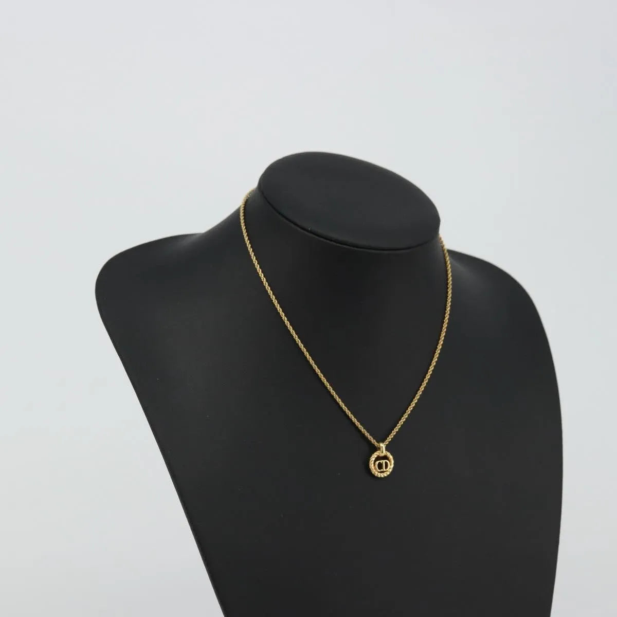 Christian Dior CD Round Pendant Metal, Gold, Metal, Necklace