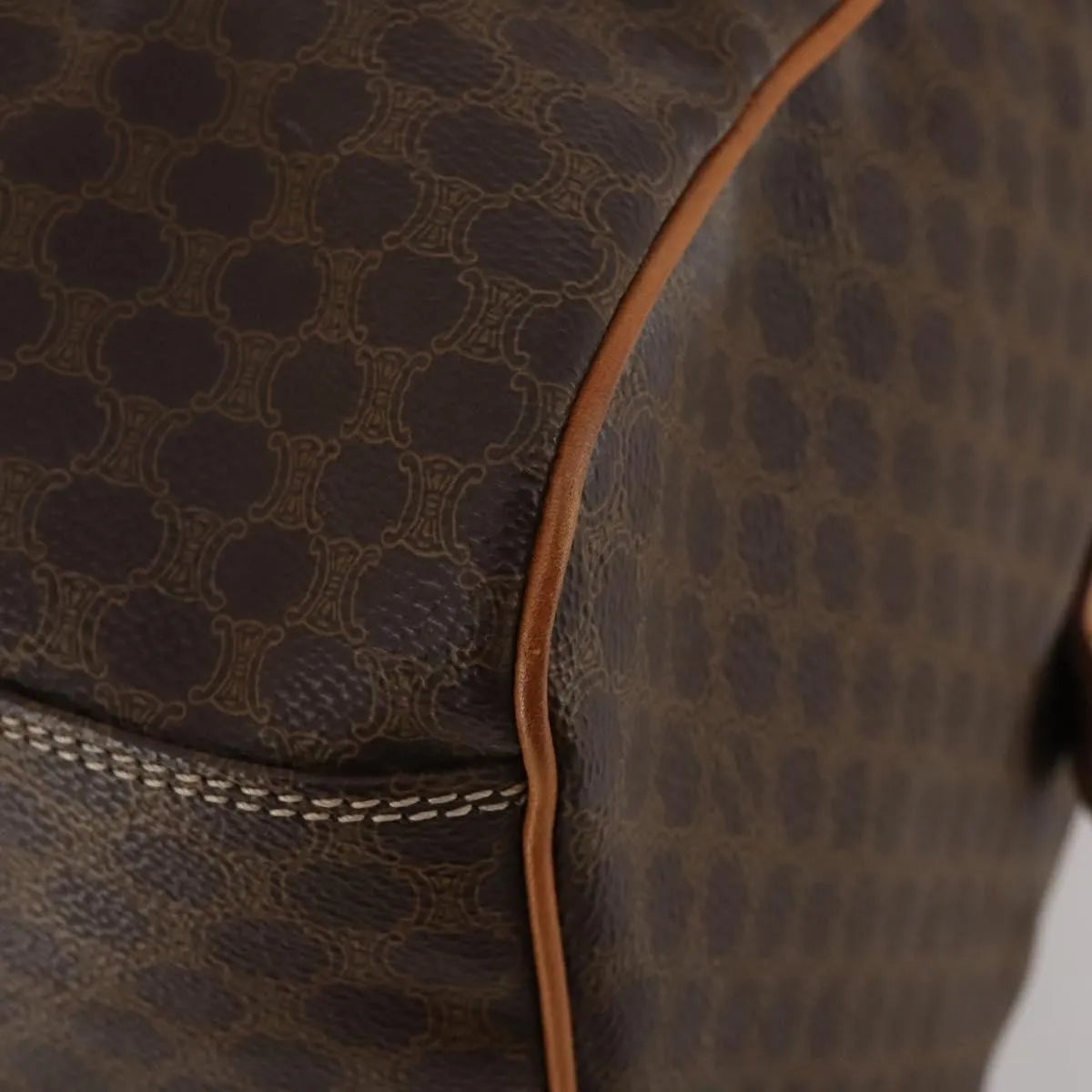 Celine Vintage Duffle Canvas and Leather, Brown, Canvas, Travel Bag